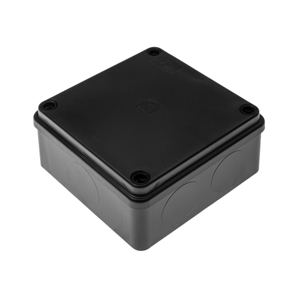 Hermetic junction box 100x100x50, without glands, black, halogen-free, UV resistant, IP65 Hermetic junction box 100x100x50, without glands, black, halogen-free, UV resistant, IP65