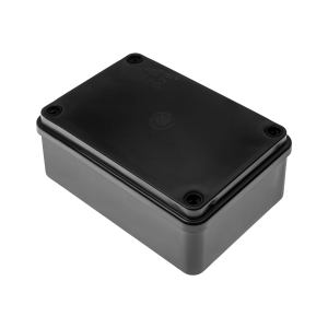 Hermetic junction box 120x80x50, without glands, black, halogen-free, UV resistant, IP65
