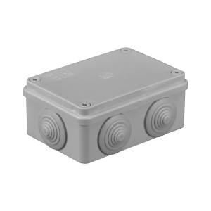 Hermetic junction box 120x80x50, 6 glands, grey, IP65
