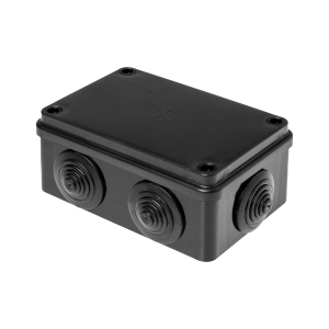 Hermetic junction box 120x80x50, 6 glands, UV resistant, black, IP65