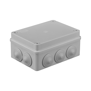 Hermetic junction box 150x110x70, 10 glands, grey, IP65