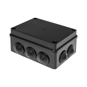 Hermetic junction box 150x110x70, 10 glands, UV resistant, black IP65