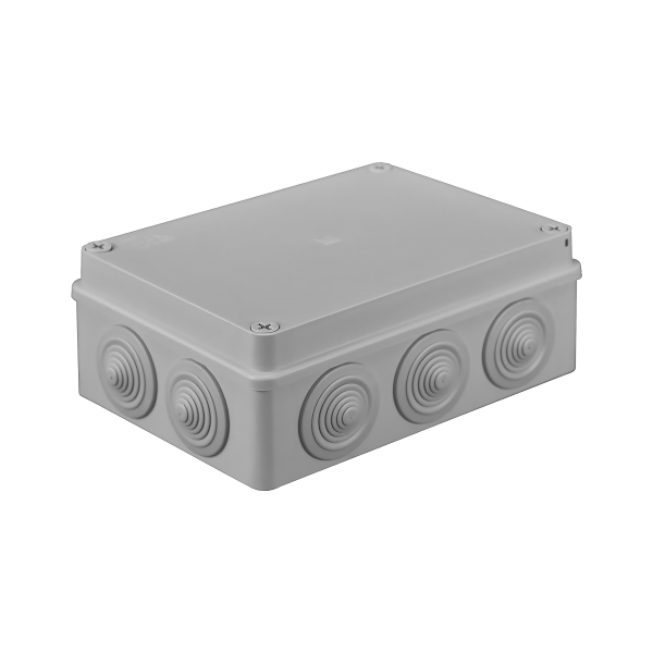 Hermetic junction box 190x140x70, 10 glands, grey, IP65 Hermetic junction box 190x140x70, 10 glands, grey, IP65