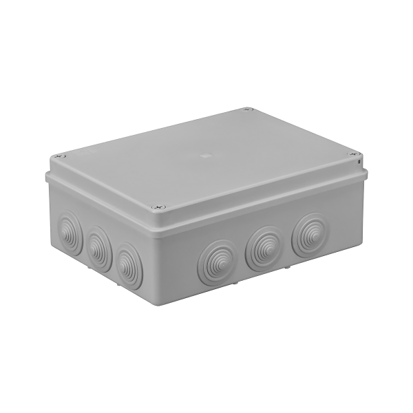 Hermetic junction box 240x190x90, 12 glands, grey, IP65