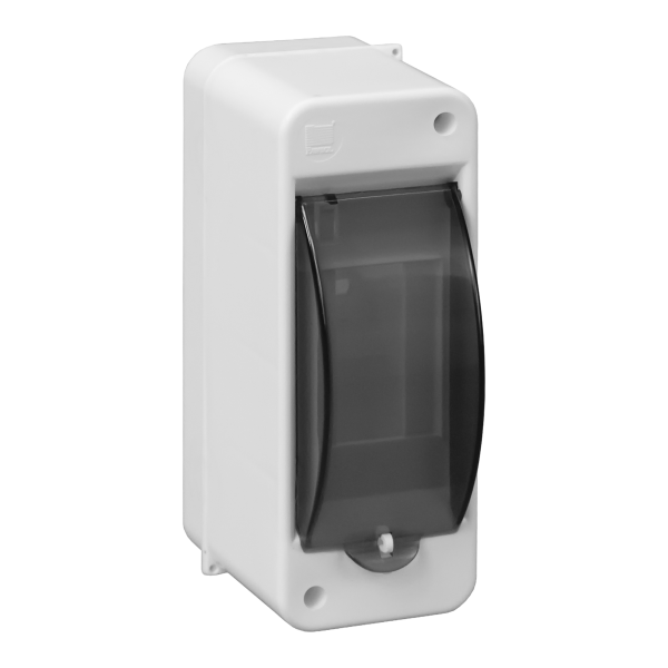 S-2 modular surface-mounted enclosure, with smoked glass, without connector, white, IP40 S-2 modular surface-mounted enclosure, with smoked glass, without connector, white, IP40