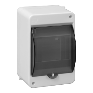 S-4 modular surface-mounted enclosure, with smoked glass, with N+PE connector, white, IP40