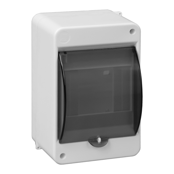 S-4 modular surface-mounted enclosure, with smoked glass, with N+PE connector, white, IP40 S-4 modular surface-mounted enclosure, with smoked glass, with N+PE connector, white, IP40