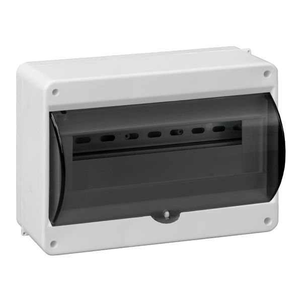S-12 modular surface-mounted enclosure, with smoked glass, with N+PE connector, white, IP40 S-12 modular surface-mounted enclosure, with smoked glass, with N+PE connector, white, IP40