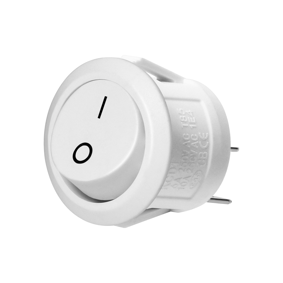 Rocker switch, round, white