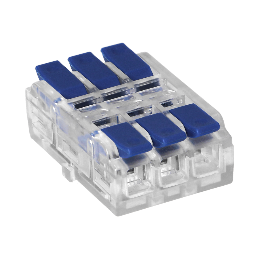 Złączka instalacyjna zaciskowa 3-przewodowa, dwustronna; na dowolny przewód 0,75-4mm²; IEC 250V/32A; worek 9 szt.