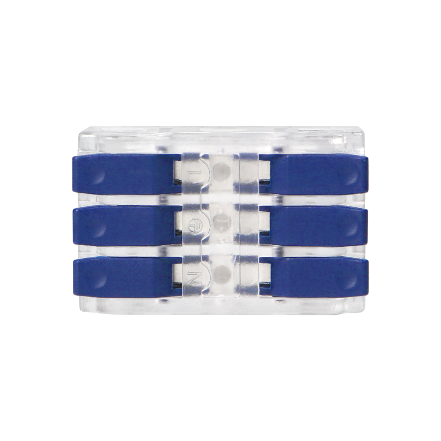 3-wire clamp splicing connector, double-sided; for any 0.75-4mm² wire; IEC 250V/32A; bag of 9 pcs.
