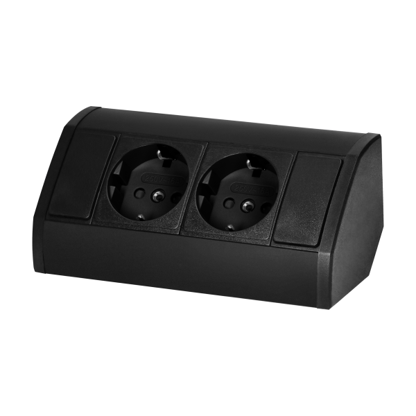 Furniture socket 2x2P+E (Schuko), black