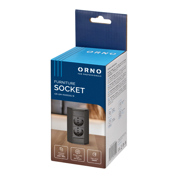 Furniture socket 2x2P+E (Schuko), black