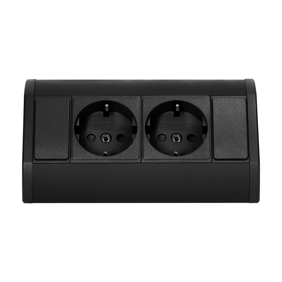 Furniture socket 2x2P+E (Schuko), black