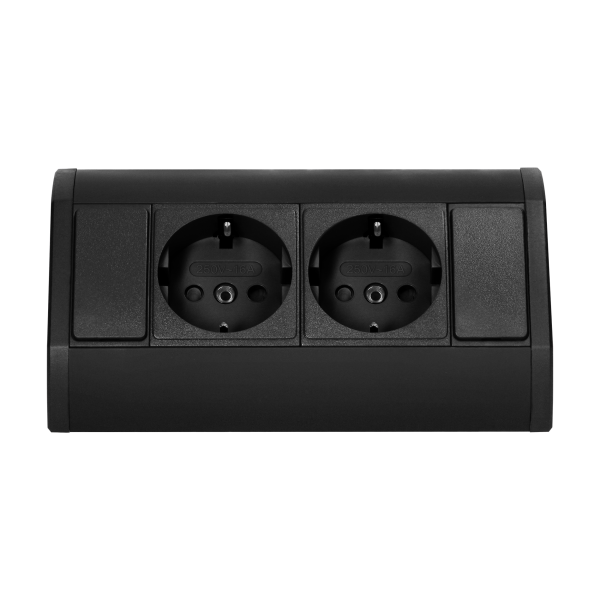 Furniture socket 2x2P+E (Schuko), black