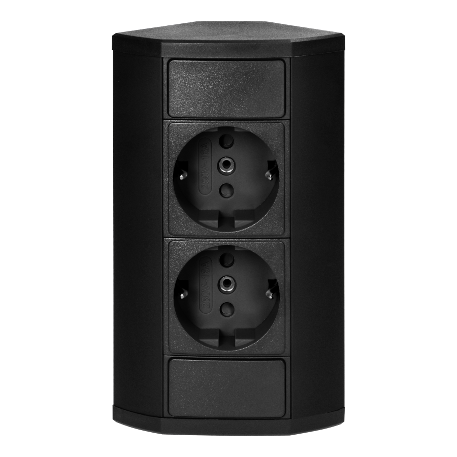 Furniture socket 2x2P+E (Schuko), black