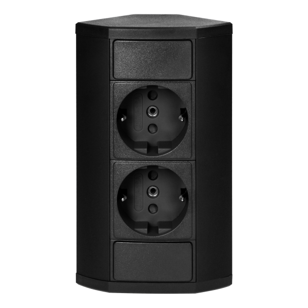 Furniture socket 2x2P+E (Schuko), black