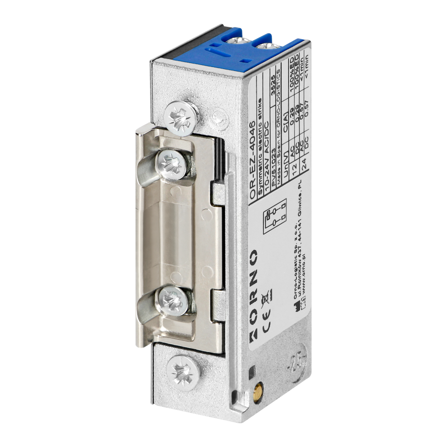 Symmetric electric strike without memory and lock, latch adjustment, low current coil, 280mA for 12VDC