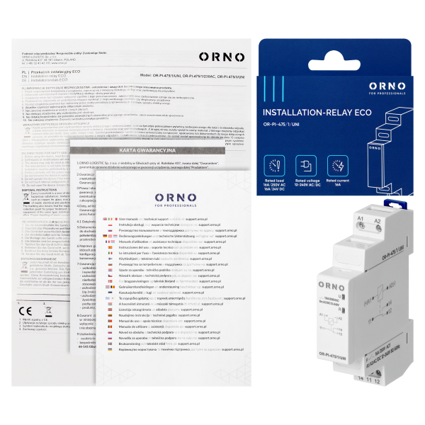 Przekaźnik instalacyjny Economic, 1P, 16A, 12-230 VUC