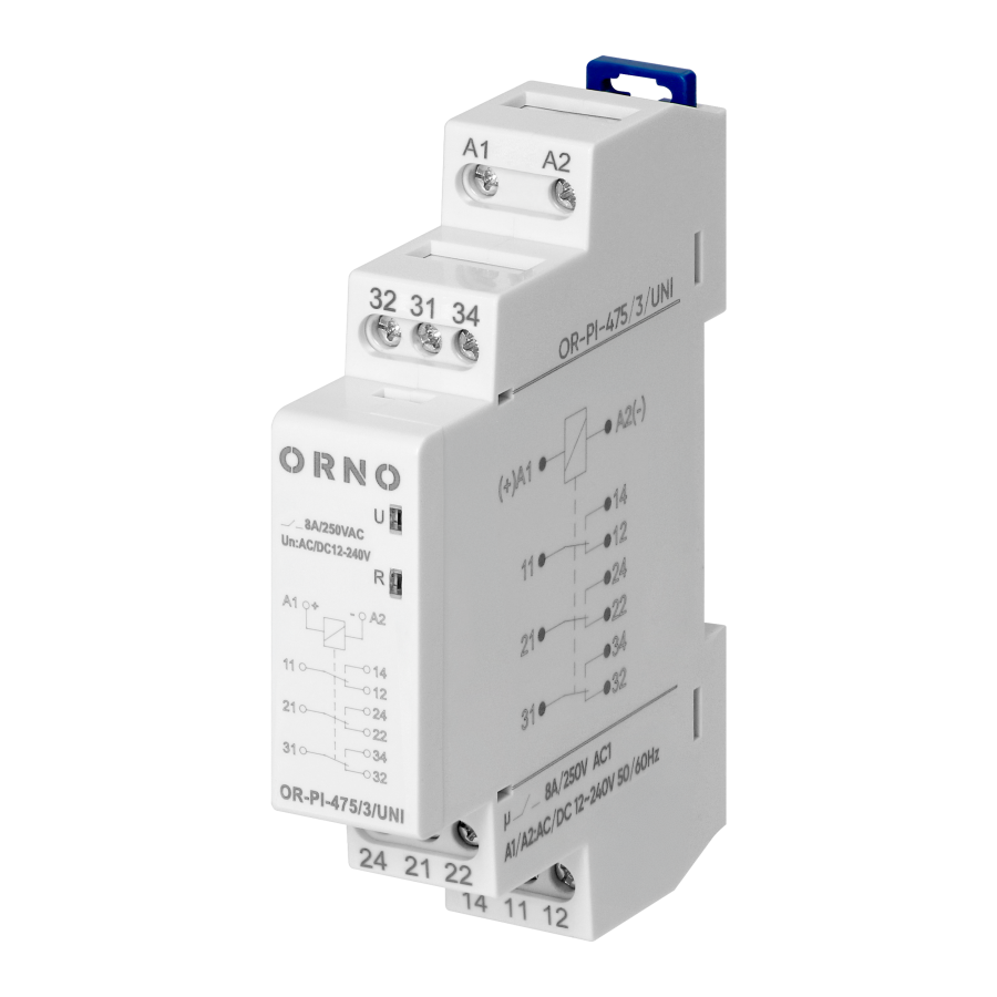 Installation relay Economic, 3P, 8A, 12-230 VUC