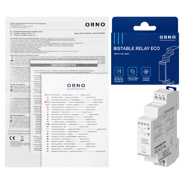 Installation bistable relay Economic, 16A, 24 VAC/DC