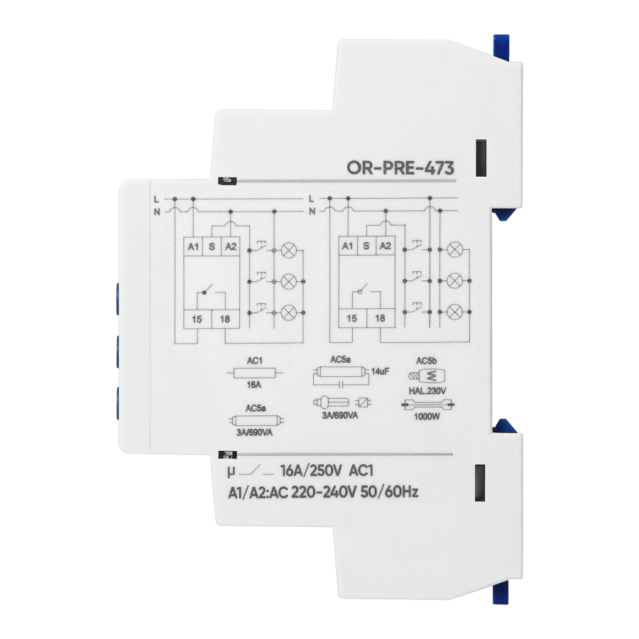 Staircase timer Economic, 6 operation modes, 230 VAC