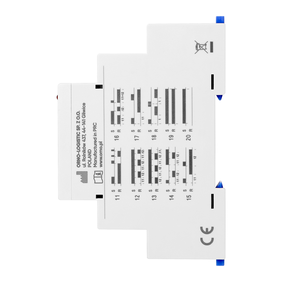 Digital time relay 1 module, multi-function, 0.1 s-99 days, 12-240 VAC, 16 A, 20 modes