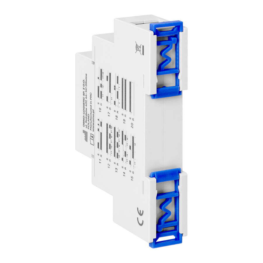 Digital time relay 1 module, multi-function, 0.1 s-99 days, 12-240 VAC, 16 A, 20 modes