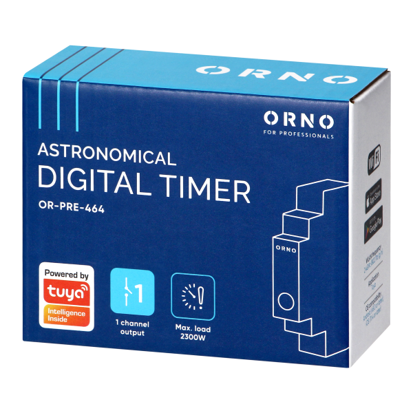Astronomical digital timer, 1 relay output max.16A/230V, 1 module width, DIN TH-35mm, Tuya Smart Wi-Fi