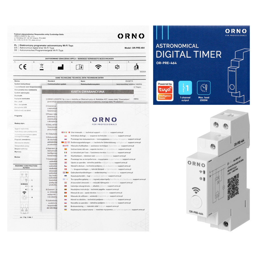 Astronomical digital timer, 1 relay output max.16A/230V, 1 module width, DIN TH-35mm, Tuya Smart Wi-Fi