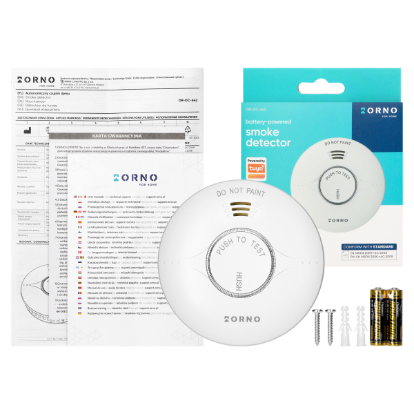 Battery-powered smoke detector, 2xAA, sensor lifetime 10 years, Tuya Smart Wi-Fi