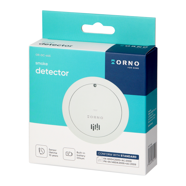 Battery-powered smoke detector, built-in battery, sensor and battery lifetime 10 years