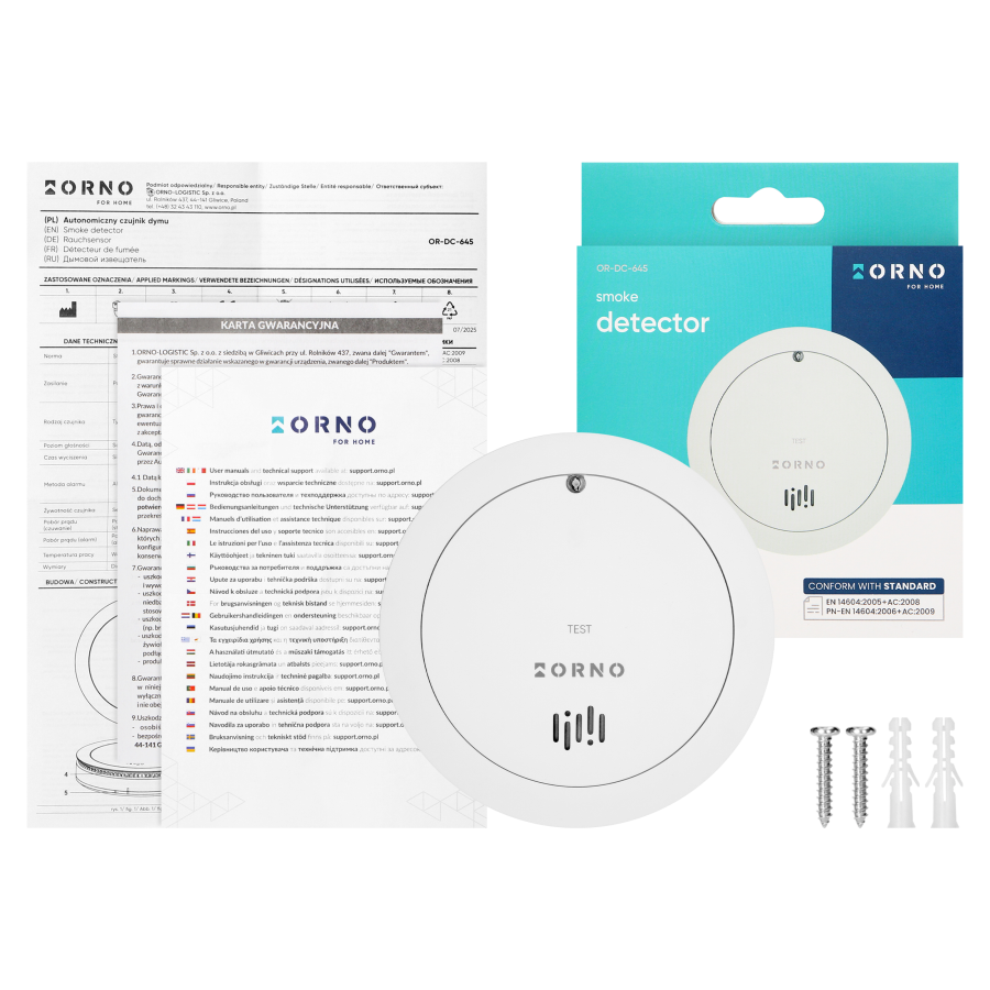 Battery-powered smoke detector, built-in battery, sensor and battery lifetime 10 years