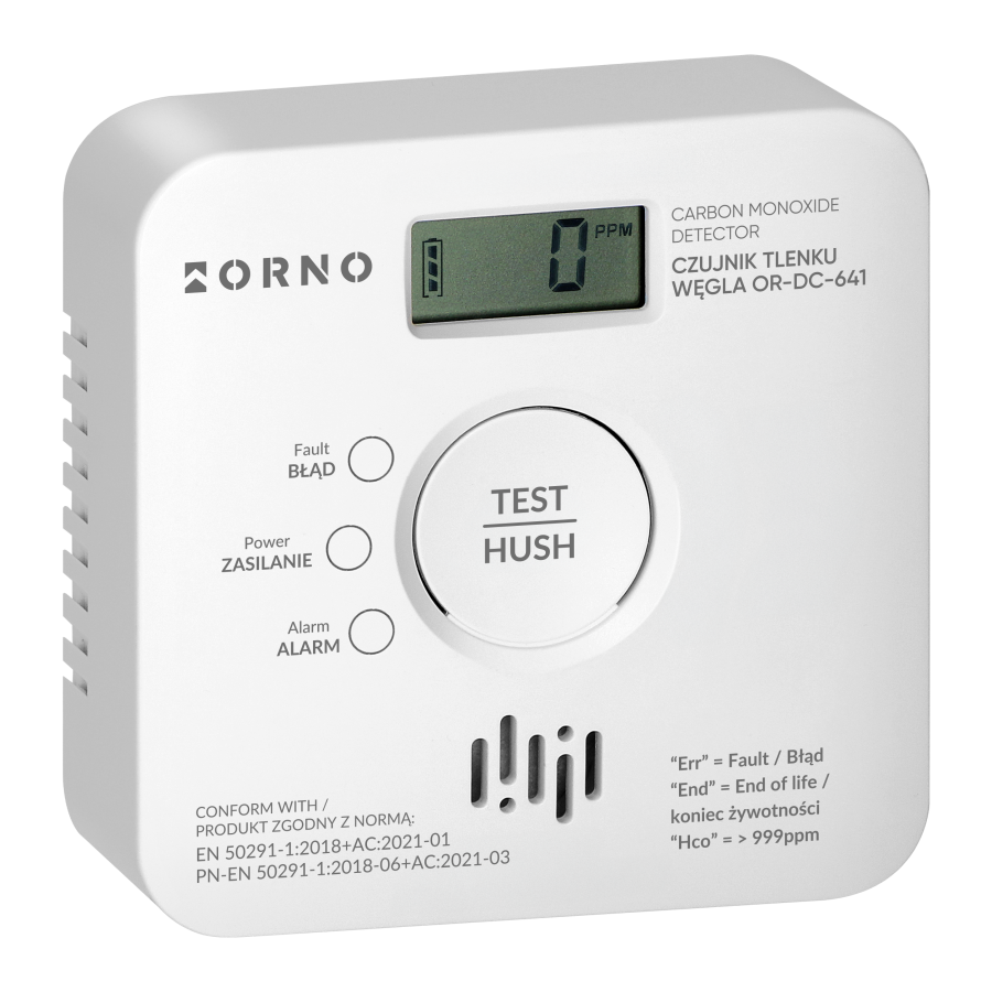 Battery-powered carbon monoxide detector, 2xAA, sensor lifetime 10 years, Tuya Smart Wi-Fi