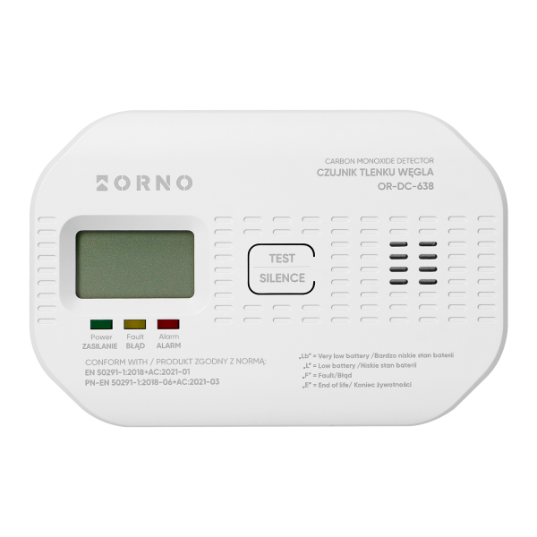 Battery-powered carbon monoxide detector, 2xAA, sensor lifetime 10 years