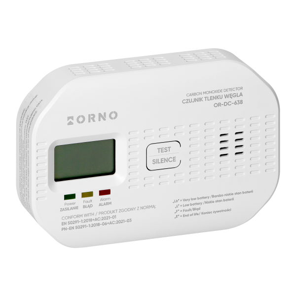 Battery-powered carbon monoxide detector, 2xAA, sensor lifetime 10 years