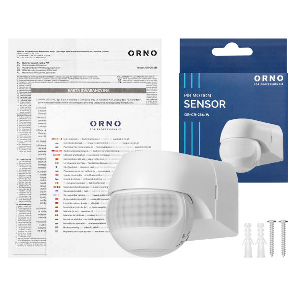 Czujnik ruchu 180° IP44, 800W, max 15m, mini, biały