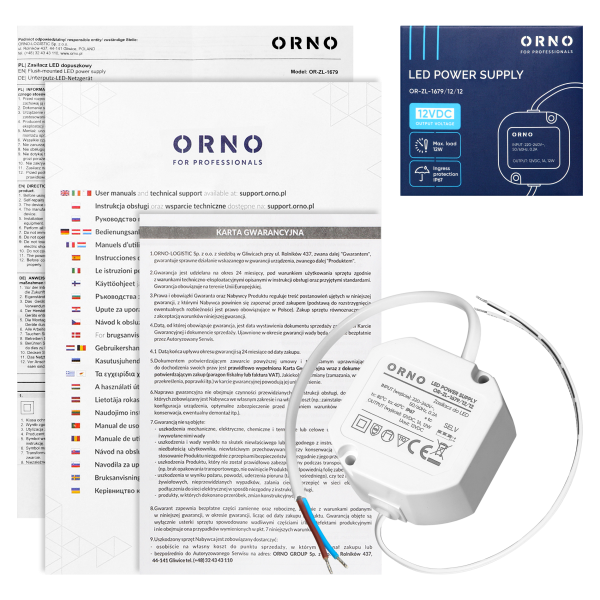 Zasilacz LED, dopuszkowy, 12V, 12W, IP67, plastikowa obudowa