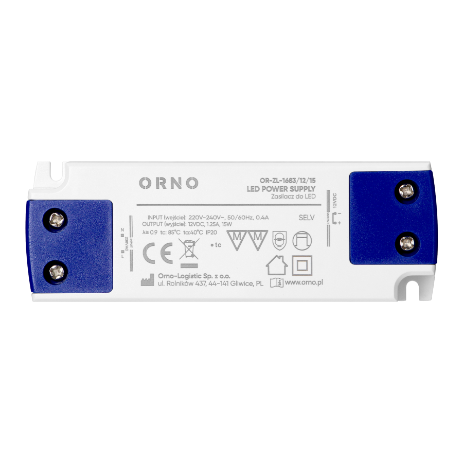 LED driver flat, 12V DC, 15W, IP20
