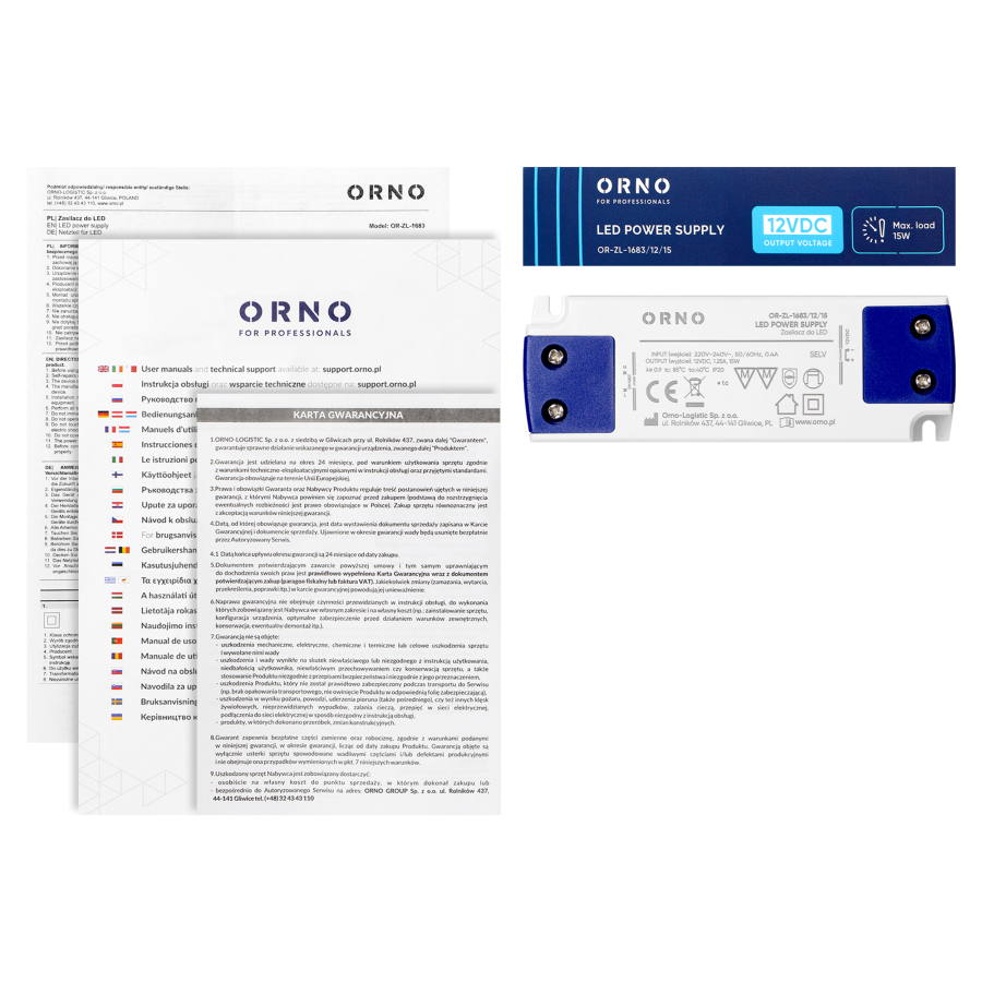 LED driver flat, 12V DC, 15W, IP20