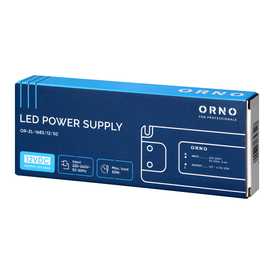 Zasilacz LED płaski, 12V DC, 50W, IP20