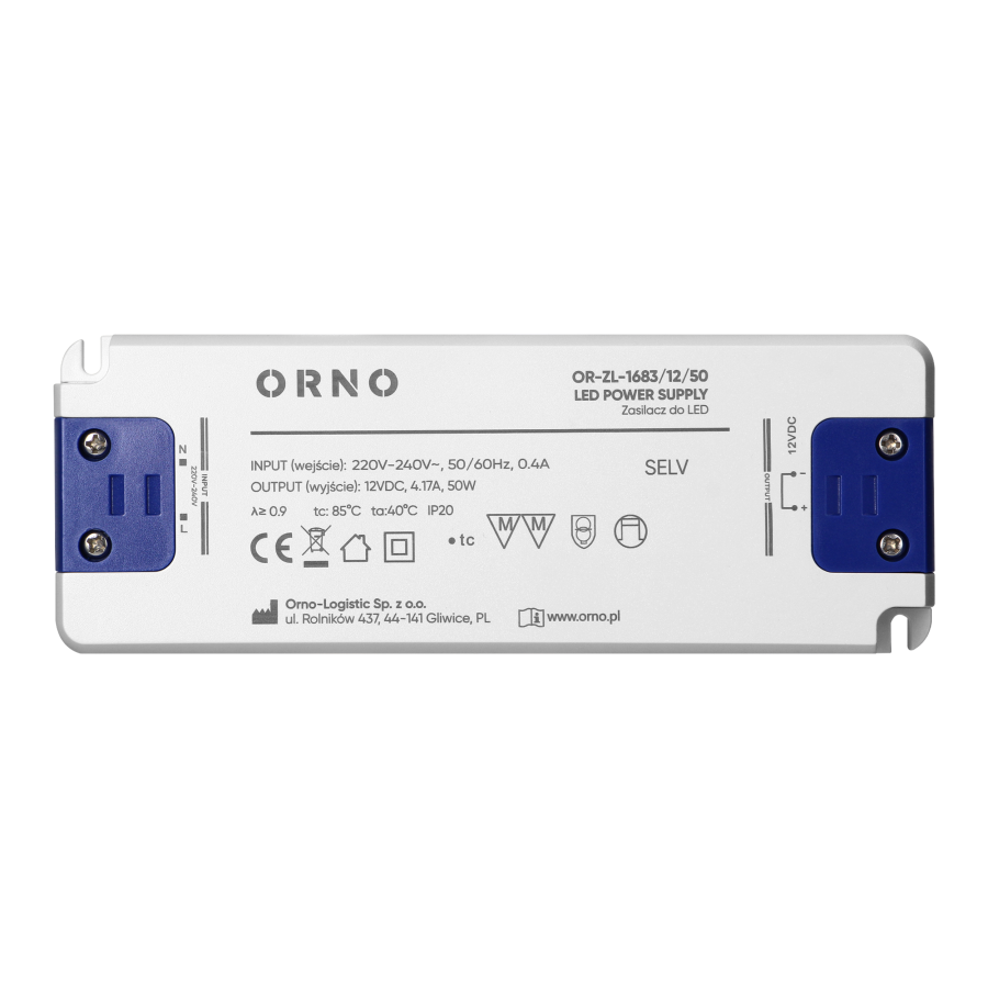 Zasilacz LED płaski, 12V DC, 50W, IP20