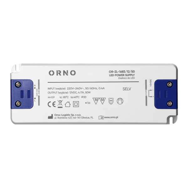 Zasilacz LED płaski, 12V DC, 50W, IP20