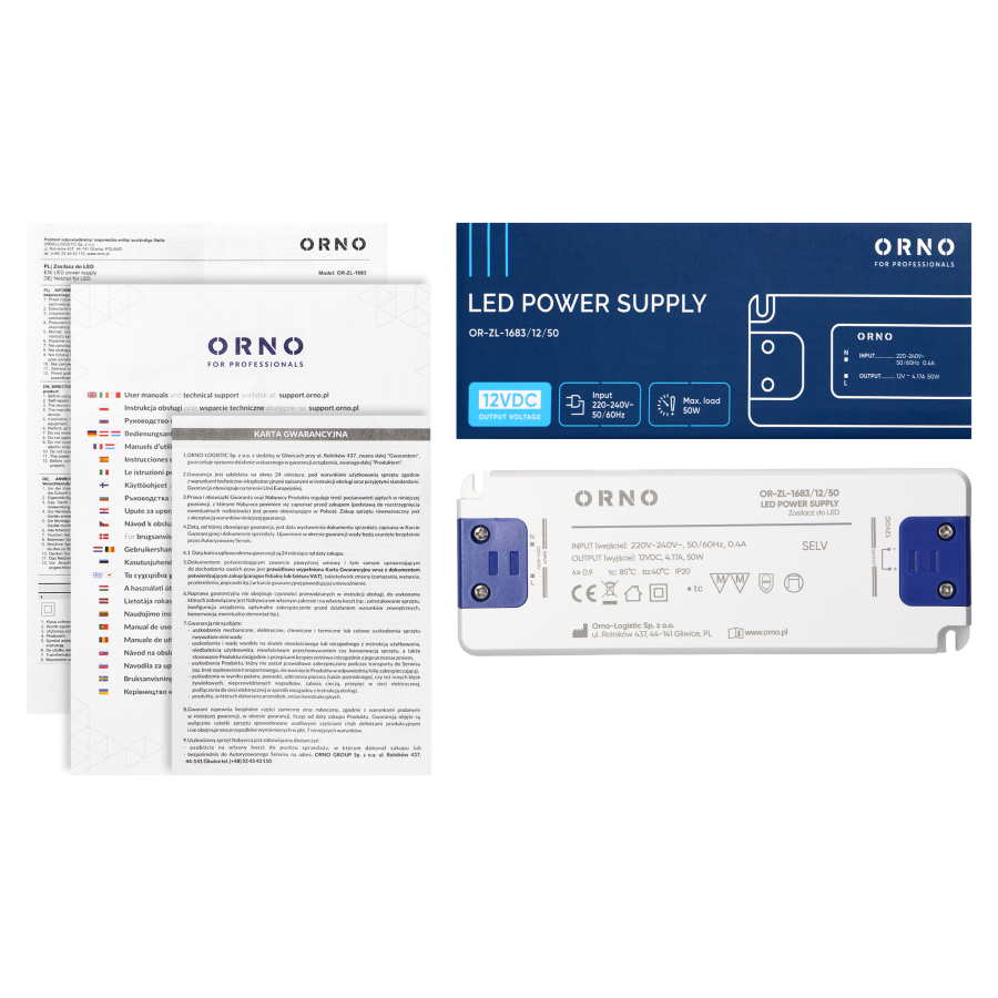 Zasilacz LED płaski, 12V DC, 50W, IP20