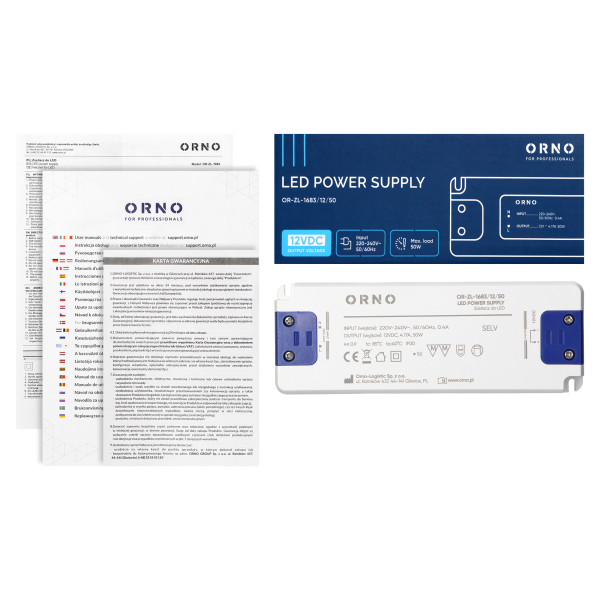 Zasilacz LED płaski, 12V DC, 50W, IP20