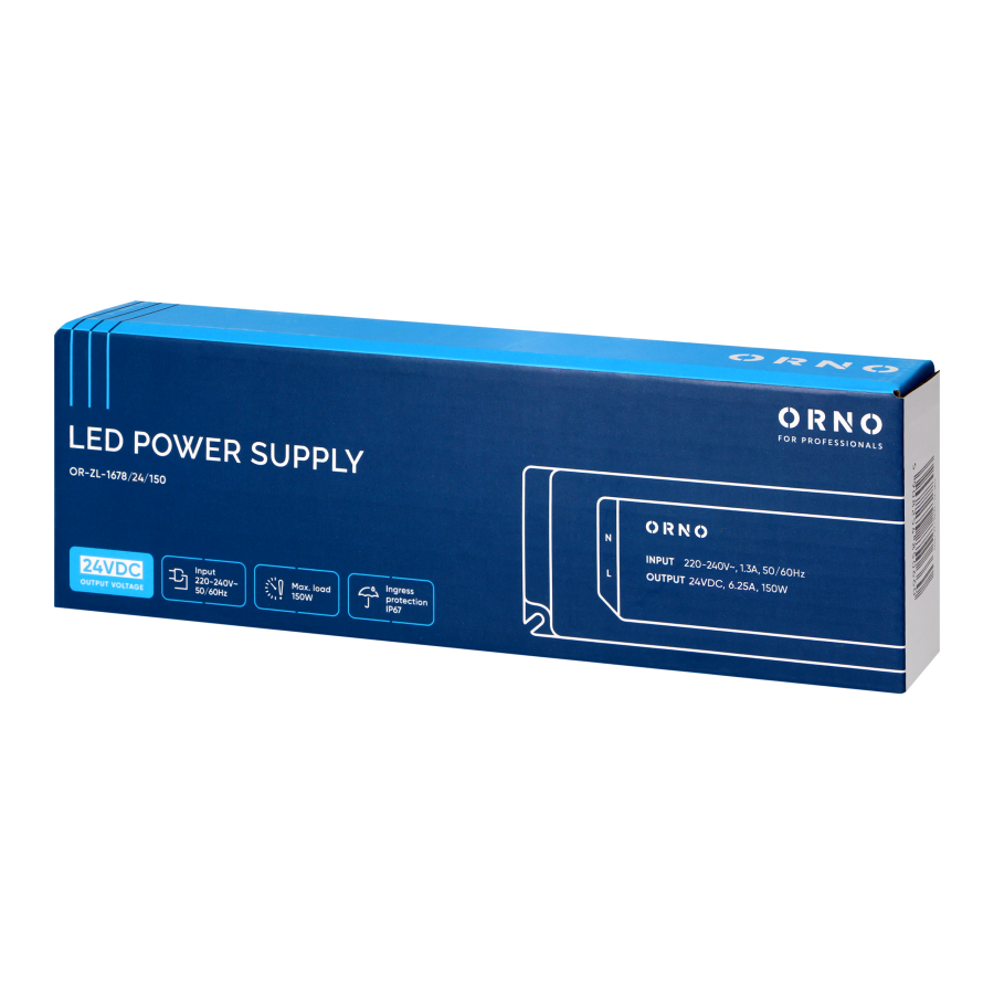 Zasilacz LED, hermetyczny, 24V, 150W, IP67, plastikowa obudowa