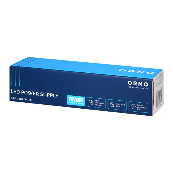 LED driver, hermetic, 24V, 40W, IP67, plastic housing