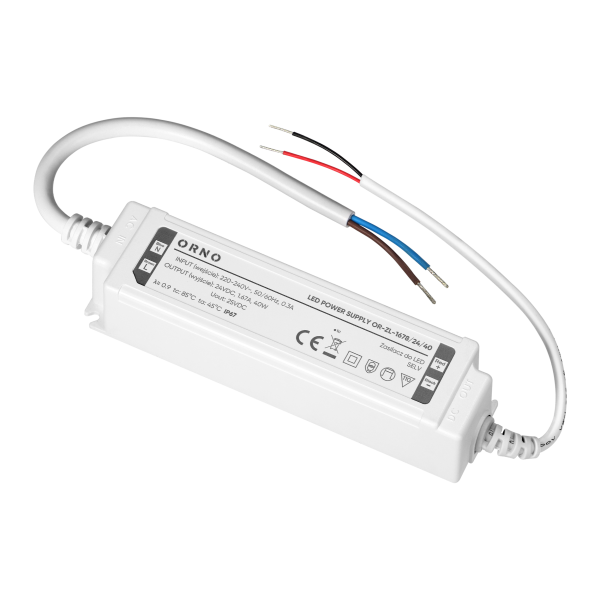 Zasilacz LED, hermetyczny, 24V, 40W, IP67, plastikowa obudowa