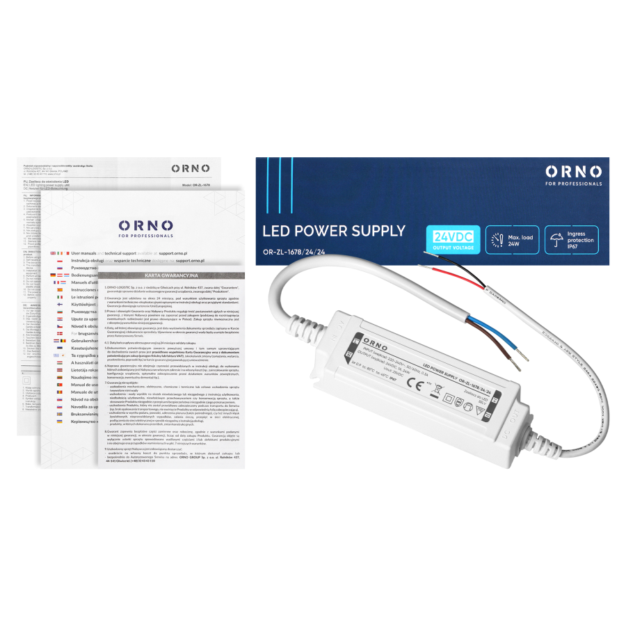 LED driver, hermetic, 24V, 24W, IP67, plastic housing