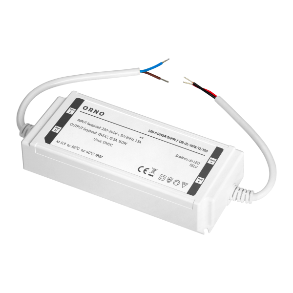 LED driver, hermetic, 12V, 150W, IP67, plastic housing